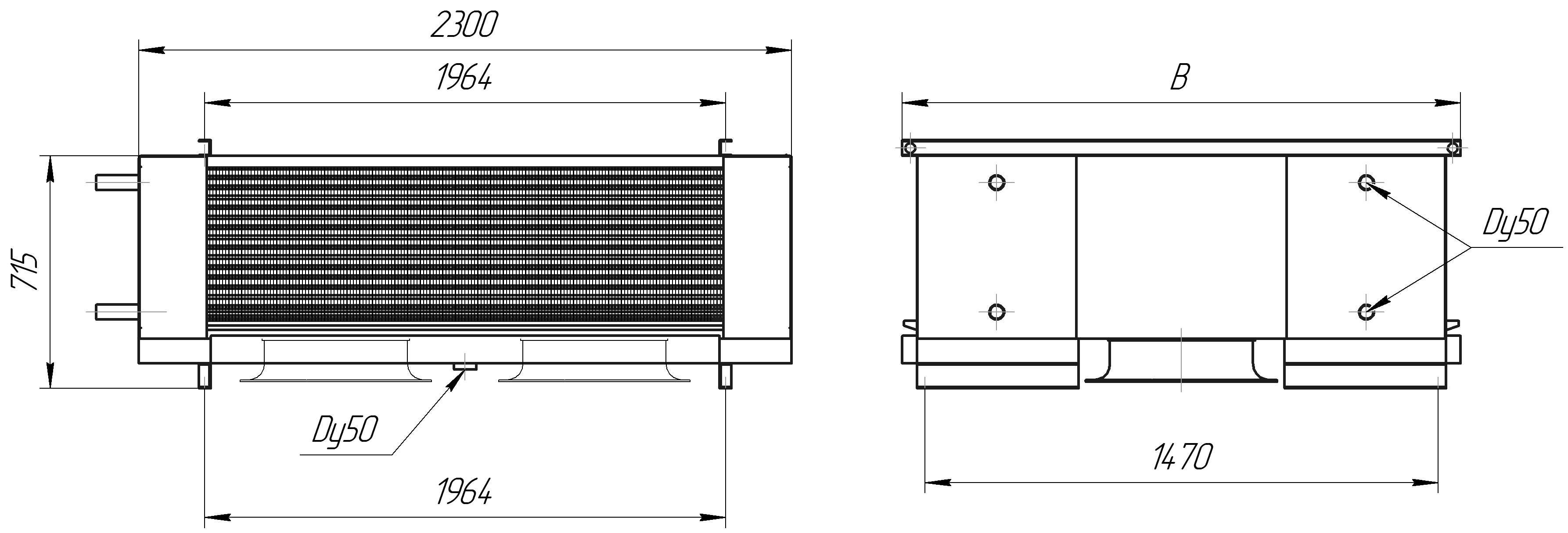 Схема двухпоточного воздухоохладителя из углеродистой стали
